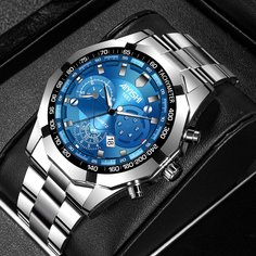 Мужские круглые стрелочные кварцевые часы с датой Shein