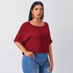 Однотонная блузка размера плюс Shein