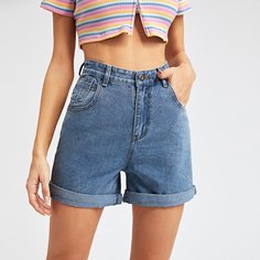Однотонные джинсовые шорты Shein