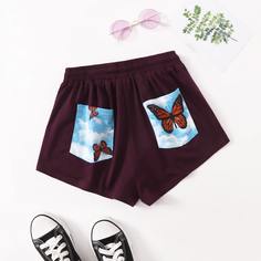 Карман Животный Повседневный Шорты Shein