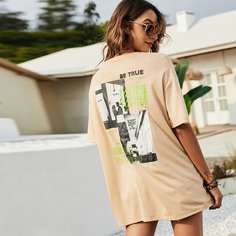 Футболка оверсайз с текстовым принтом Shein