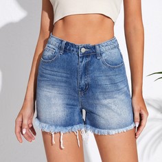 Стиранные джинсы Джинсовые шорты Shein