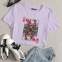 Футболка с принтом игральной карты Shein
