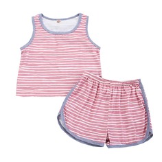 Контрастная отделка Полосатый Повседневный Домашняя одежда для девочек Shein