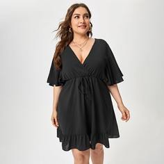 Платье размера плюс с оборкой Shein