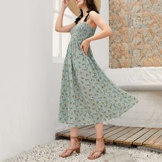 узел Цветочный принт Бохо Платье Shein