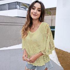 Сетчатый топ с вышивкой Shein