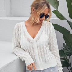 Пуговица Одноцветный Повседневный Кардиганы Shein