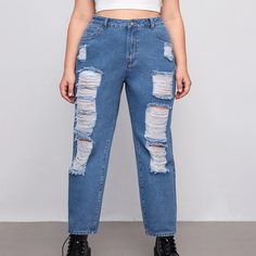 Рваные джинсы размера плюс Shein