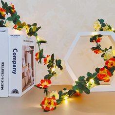 1шт лампочная гирлянда с искусственной розой и 20шт лампочка Shein
