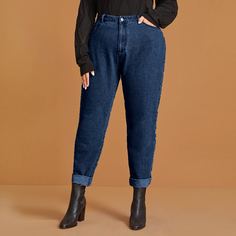 Однотонные джинсы размера плюс Shein