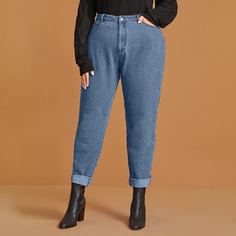 Однотонные джинсы размера плюс Shein