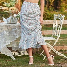 со сборками цветочный Бохо Юбки Shein