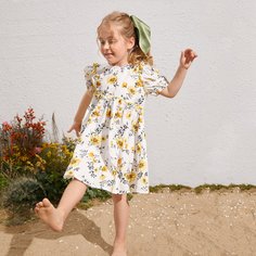 Платье с пышными рукавами и цветочным рисунком для девочек Shein