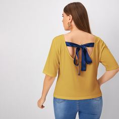 Футболка размера плюс с узлом Shein