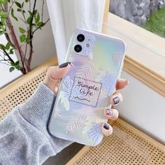 Лазерный чехол для телефона с принтом листьев Shein