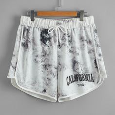 Контрастная отделка буква Повседневный Шорты размер плюс Shein