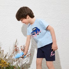 Шорты и топ с принтом машины для мальчиков Shein