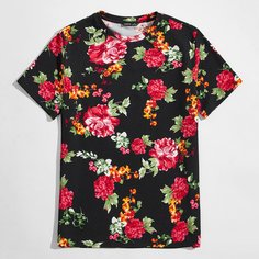 Цветочный Отпуск Мужские футболки Shein