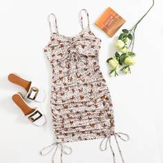 с разрезом Животный Повседневный Платье Shein