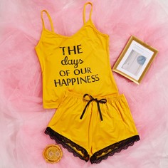 Пижама на бретелях с текстовым принтом Shein