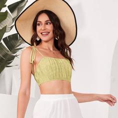 Укороченный топ Cami со сборками на плечах и молнии сзади Shein
