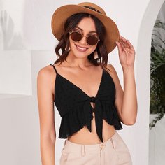Топ с оборками и узлом Shein