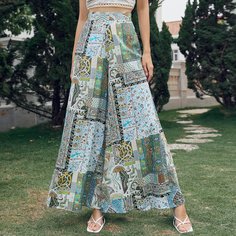 Застежка сводка цветных блоков Бохо Брюки Shein