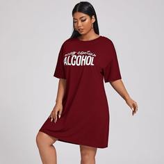 Платье-футболка размера плюс с текстовым принтом Shein