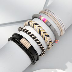 5шт мужской плетеный браслет Shein