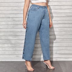 Джинсы размера плюс с карманом Shein