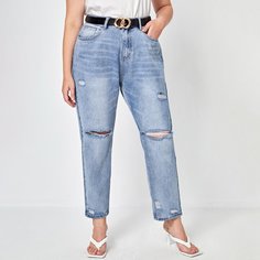 на пуговицах Одноцветный Джинсы размер плюс Shein