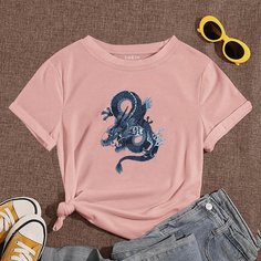 Животный Повседневный Футболки Shein