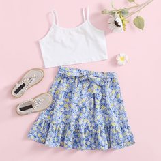 Пояс Со цветочками Бохо Комплекты для девочек Shein
