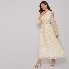с оборками Цветочный принт Бохо Платье Shein