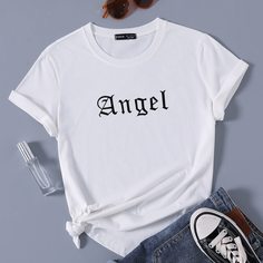 Футболка с текстовым рисунком Shein