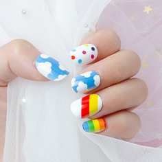 24шт детские накладные ногти с принтом облака Shein