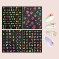 4 листа наклейка для ногтей с узором цветка и банта Shein