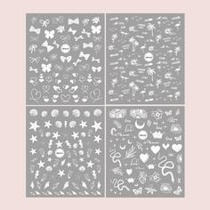 4 листа наклейка для ногтей с узором сердечка и звезды Shein