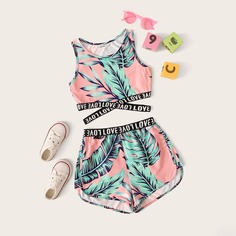 Топ на запах с лентой и шорты для девочек Shein