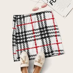 Юбка в клетку с эластичной талией Shein