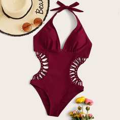 Слитный купальник с разрезом Shein