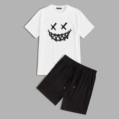 Мужские шорты и футболка с мультяшным принтом Shein