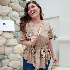 Блуза на молнии с цветочным принтом размера плюс Shein