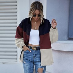 Контрастная куртка на молнии Shein