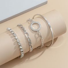 4шт браслет со стразами Shein