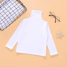 Однотонная футболка с высоким воротником для девочек Shein