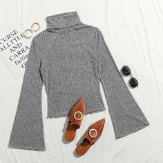 Декоративный край Одноцветный Элегантный Футболки Shein