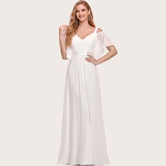 Макси платье с открытыми плечами и оригинальными рукавами Shein