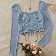 Кроп топ на кулиске со сборкой Shein